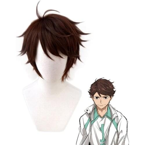 Haikyuu!! Aoba Johsai Toru Oikawa Tooru Dark Brown Short Wig Cosplay Costume Heat Resistant Synthetic Wigs + Wig Cap