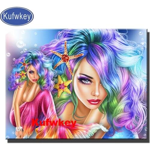 Mermaid Woman Legend Lady Diy diamond painting Crystal diamond embroidery Full square/round drill mosaic Picture Cross Stitch