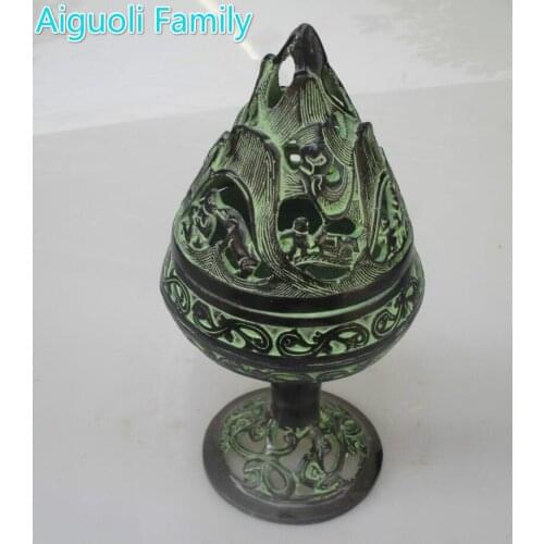 Art collection Chinese Old Bronze Handmade Carved incense burner/Home Decorated Metal Censer Free Shipping 005