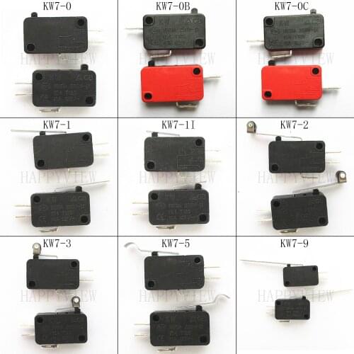 5Pcs/Lot Micro Switch 16mm x 28mm Limit Switch 3 Pin/2 Pin 15A /250V AC KW7 Series Tact Switch On Off