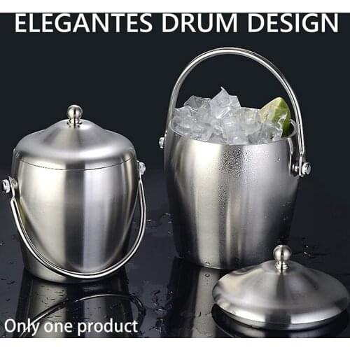 Stainless Steel Ice Square Container Double Walled with Lid 1.2L Ice Bucket Container Including Pliers