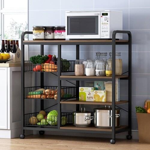 Kitchen Shelf Floor-to-floor Microwave Oven Pan Shelf Kitchen Supplies Household Storage Basket Kitchen Cabinet Organizer