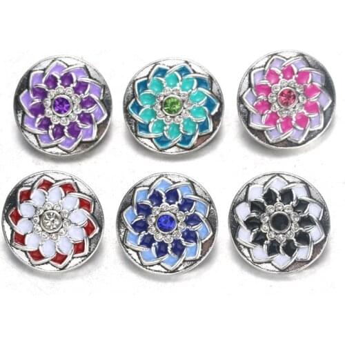 Hot Wholesale High Quality 18mm Metal Snap Button Charm Rhinestone Styles Button Boom Life Snaps Jewelry 6833