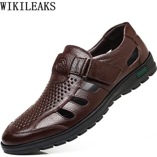 Fashion Mens Sandals Genuine Leather Formal Dresses Summer Shoes Gladiator Sandals for Men Plus Size Men 48 Luxury Sandals 2020