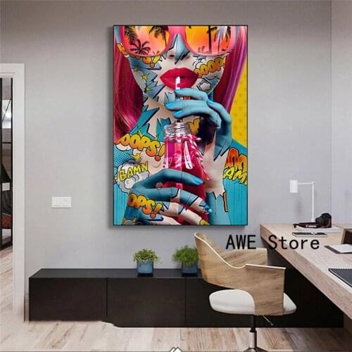 Fashion Graffiti Woman Modern Lady Portrait Pop Art Girls Watercolor Prints Canvas Painting On The Wall Pictures For Home Decor