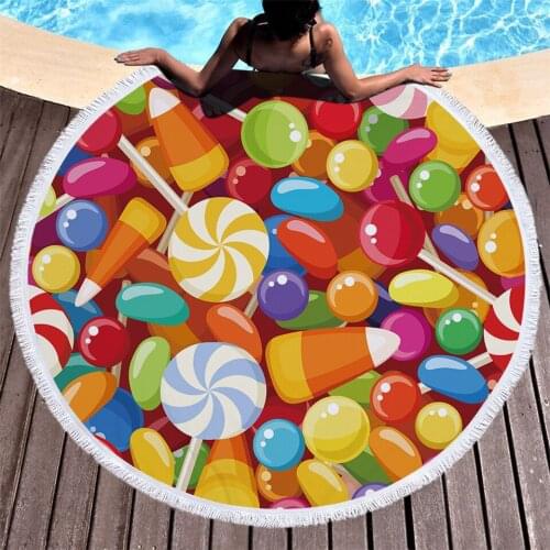 Cartoon Candy Macaron Beach Towel Microfiber Towel Ice Cream Tassel Beach Towels For Adults Shawl Travel Sunbath Tapestry Gifts