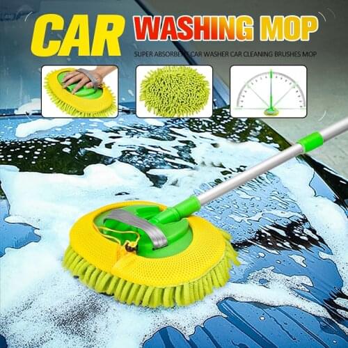 Car Washing Mop Super Absorbent Car Washer Car Cleaning Brushes Mop Adjustable Window Wash Tool Dust Wax Mop Soft Three Section