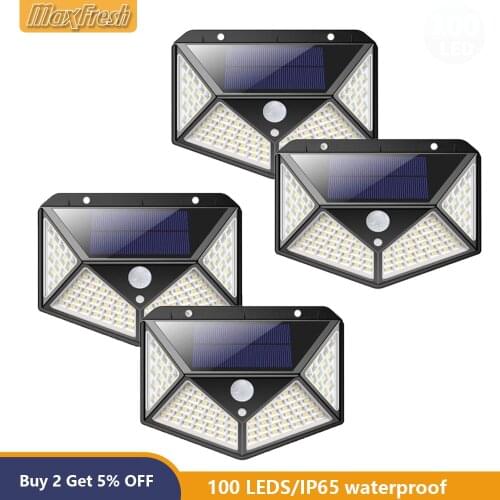 Outdoor Solar Light IP65 Waterproof Street Lamp 100LED With Motion Sensor Sunlight Powered For Garden Decoration Garage Lighting