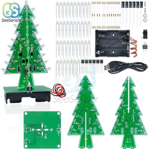Three-Dimensional 3D Christmas Tree LED DIY Kit 7 Colors LED Flash Circuit Kit Electronic Fun Suite