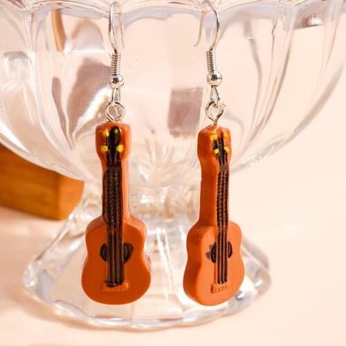 Creative 3D Resin Guitar Earrings For Women Novelty Music Earrings Girls Personalized Musical Note Jewelry 2021New