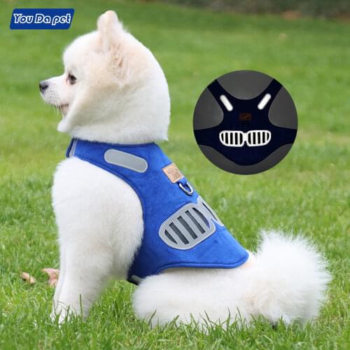 Outdoor dog harness, reflective vest, cat harness, new soft suede cat reflective breathable harness, dog collar pull tool pet ac