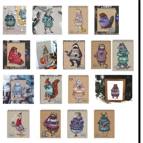 Coffee animals 14CT/18CT/25CT/28CT night snowing patterns Counted Cross Stitch DIY Cross Stitch Kits Embroidery