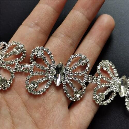 Rhinestone Crystal Chain Bling Diamante Lace Diamond Belt Trim Ribbon Necklace Applique Gem Sparkle Wedding Dress 3cm Width