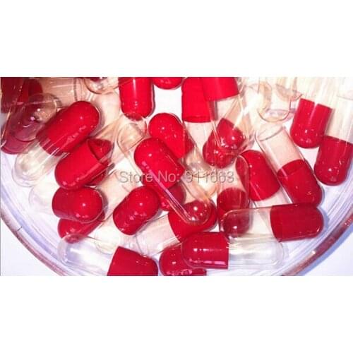 0# 10,000pcs, red-clear colored empty gelatin capsules sizes 0,gelatine hollow capsule(joined or seperated capusules available!)