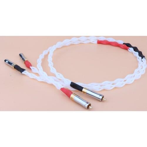 1 pair 100% Purity Silver Interconnect Audio Cable HIFI Pure Silver RCA Cable Audiophile Audio Cable Hi-end RCA cable