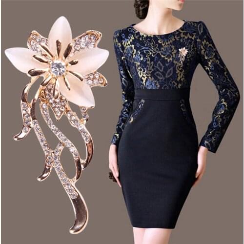 1pc 6.5cm/2.6in Fashionable Opal Flower Brooch Pin Women Garment Wedding Party Accessories Jewelry Brooch Rhinestone Pin