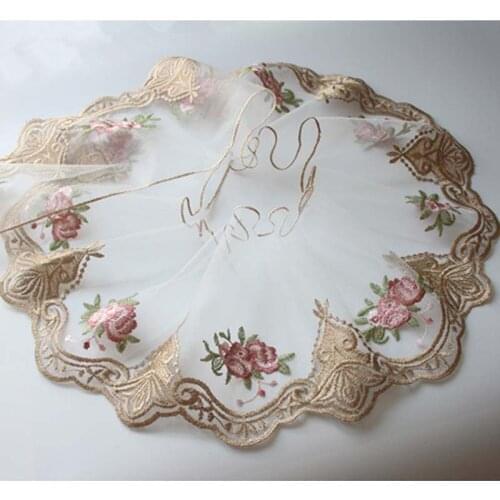 1Y Pink Flower Lace trim Skirt Hem Underwear Sewing Craft DIY Apparel Lace Fabrics Wide 20CM