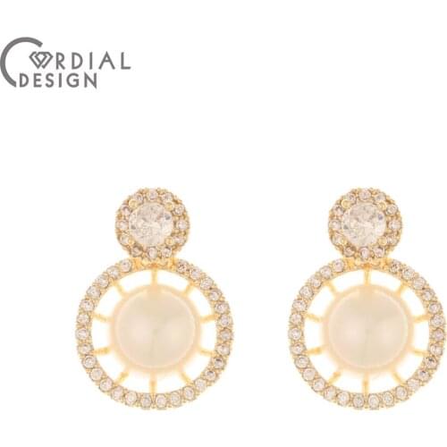 Cordial Design 10Pcs 13*18MM Jewelry Accessories/CZ Charms/Imitation Pearl/Genuine Gold Plating/Hand Made/DIY Necklaces Pendant