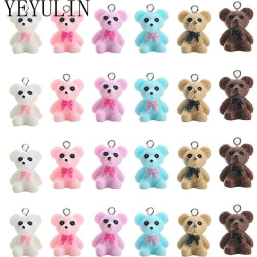 10pcs/pack Mixed Colorful Animal Bear Resin Charms Pendant For Women Girls DIY Necklace Earring Keychain Jewelry Accessories