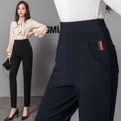2021 Autumns New Style Exterior Underpants Womens High Waist Large Size Loose And Thin Black Versatile Casual Pencil Pants