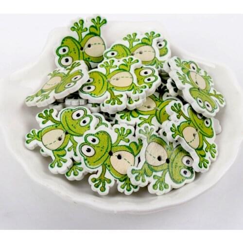 2020 frog Painted Wooden Buttons Scrapbooking Decorative Craft 2 Holes Sewing Supplies 28x30mm 30pcs