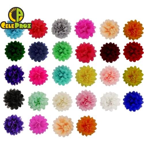 5Pcs 10cm Chiffon Flower Fabric Flower DIY Headwear Accessories Tutu Skirt Decoration DIY Craft For baby Children 30Colors