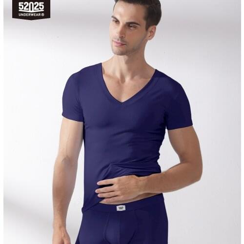 52025 Men Undershirts 2-Pack Premium Modal Comfortable Breathable Close-fit Short Sleeves T-Shirts Tops Sleepwear Comfy Homewear