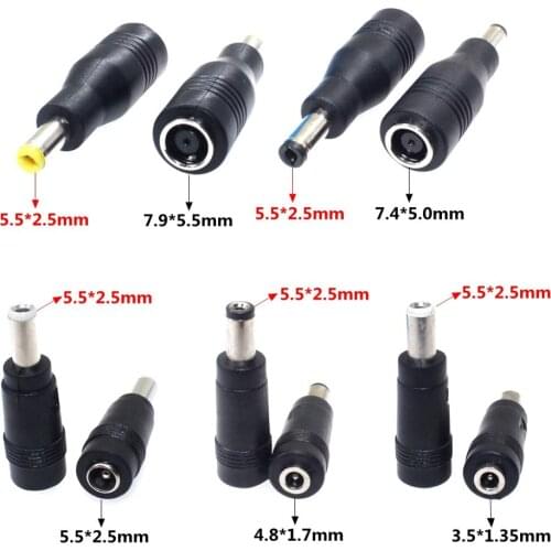 5.5*2.5mm DC Power Plug Adapter DC jack 5.5 X 2.5 mm Male to 7.9*5.5 7.4 *5.0 3.5*1.35 4.8*1.7 5.5*2.5mm 4.0*1.7mm Female 1Pcs