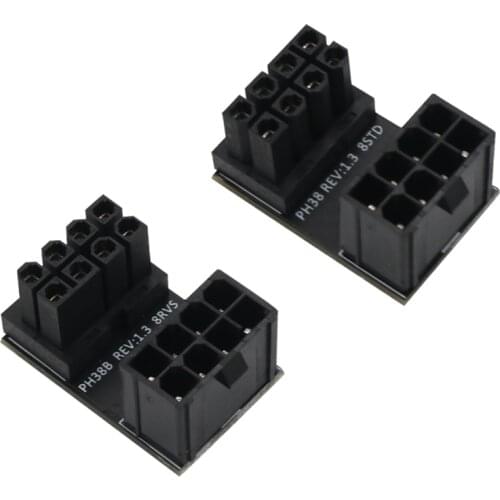 2PCS ATX 8Pin Female to 8Pin Male 180 Degree Angled Power Adapter Converter for Desktops ie Card