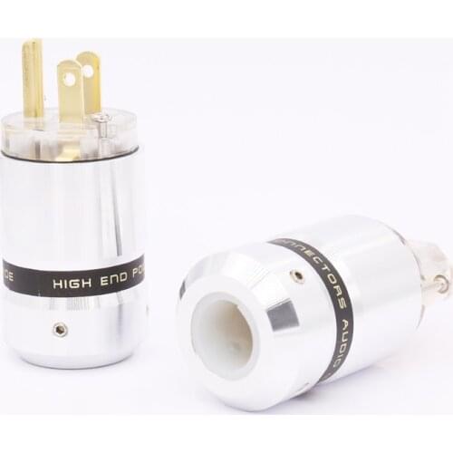 Free shipping One Pair Gold plated HiFi audioTransparent Schuko US Power plug connector