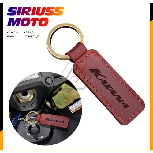 Motorcycle Cowhide Keychain Key Ring Case for Suzuki KATANA 125 250 400 Key