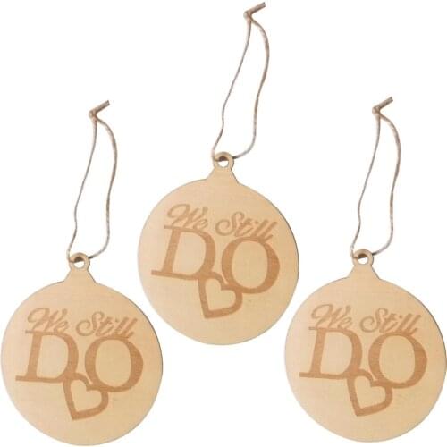 Wooden Christmas Ornament Xmas Tree Hanging Wooden Slice Round Ornament Hanging Embellishment for Christmas Holiday Decoration