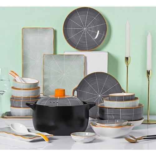 Porcelain Dinner Plate Set Round Ceramic Serving Plate Dinnerware Set Plate Dish Bowl Tableware Set Salad Snack Pasta Plate