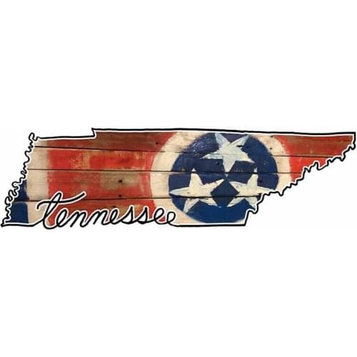 Tennessee State Outline and Flag Vinyl Cover Scratches Waterproof Car Stickers Personality Decal Snowboard Window Decoration
