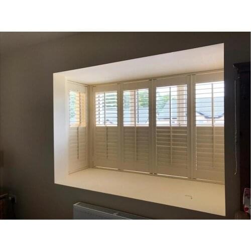 Custom Basswood Plantation Shutters Wooden Blinds Solid Wood Shutter Louvers PS255