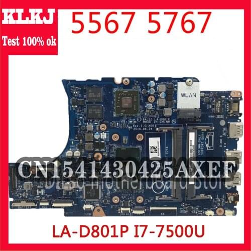 KLKJ CN-0KFWK9 Motherboard FOR Dell Inspiron 5567 5767 Laptop Motherboard BAL20 LA-D801P i7-7500U R7 M440 Tested 100% Work