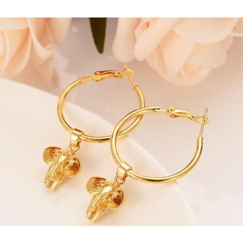 Cute elephant lovely Animal dangle Earrings for Women gold Africa heartJewelry Bijoux DIY charms kids gilrs earrings gifts