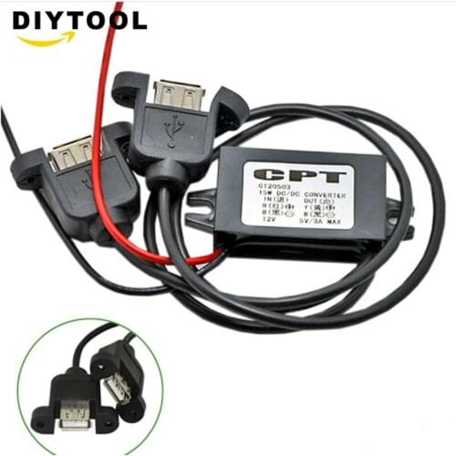 CPT Converter Module 12V To 5V 3A USB Output Power Adapter Car Converter Step Down 3A Micro USB Panel Mount Wholesale
