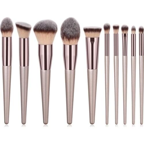 4/10pcs Champagne makeup brushes set for cosmetic foundation powder blush eyeshadow kabuki blending make up brush beauty tool
