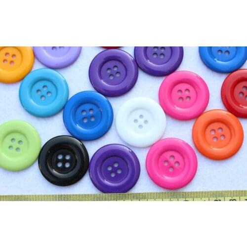 Set of 100 pcs- 35mm Round extra Big smooth Resin Buttons 4 holes mixed colors Crafts, Jewelry, Scrapbooking, Sewing