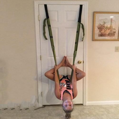 Aerial Yoga Wall Rope Open Hip Hammock Stretch Auxiliary Trainer Inverted Pull Stretch Belt Home Ladies Black Yoga Belt Fitness