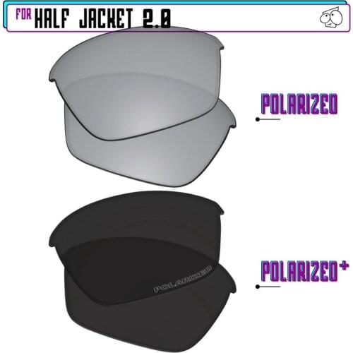 EZReplace Polarized Replacement Lenses for - Oakley Half Jacket 2.0 Sunglasses - BlackP Plus-Silver P