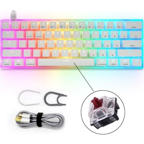 AK61 Wired 60% Keys Gateron Switch RGB Backlight Programmable Mechanical Gaming Keyboard for Office Windows 3-Pin