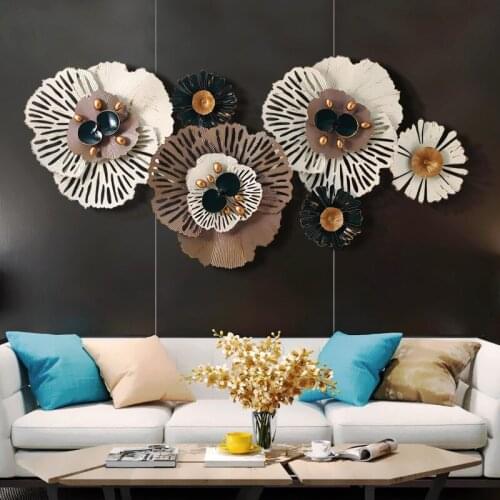 European Style Luxury TV Background Wall Decoration Wall Hanging Pieces Creative Flower Iron Art Living Room Bedroom Room Layout