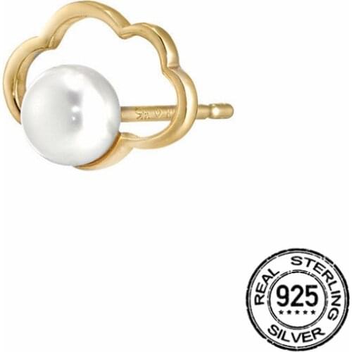S925 Silver Needle Pearl Cloud Stud Earrings For Women Gold Fashion Sweet Simple Mini Female Korean Design Lady Jewelry INEFFA