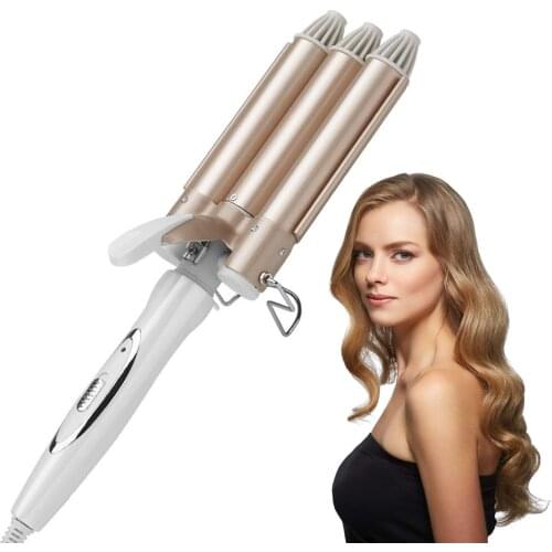 3 Barrel Hair Curling Iron Wand Ceramic Tourmaline Big Wave Hair Curler Instant Heat Electric Curls Crimping Hair Waving Styling