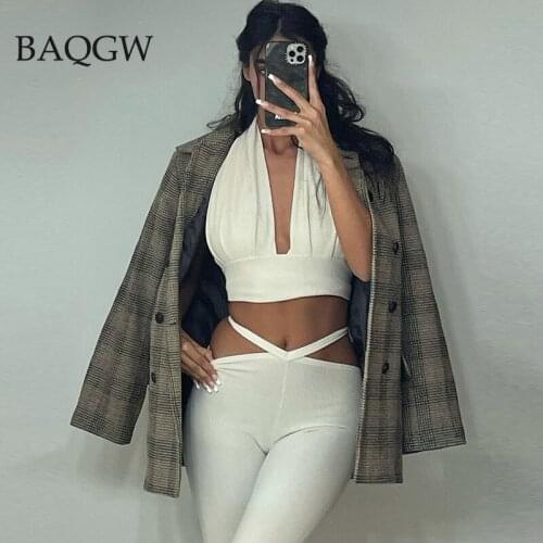 Halter Crop Top and Womens Hollow Out Pants Slim Matching Sets Skinny Outfits Sexy Off Shoulder V Neck Two Piece Set for Women