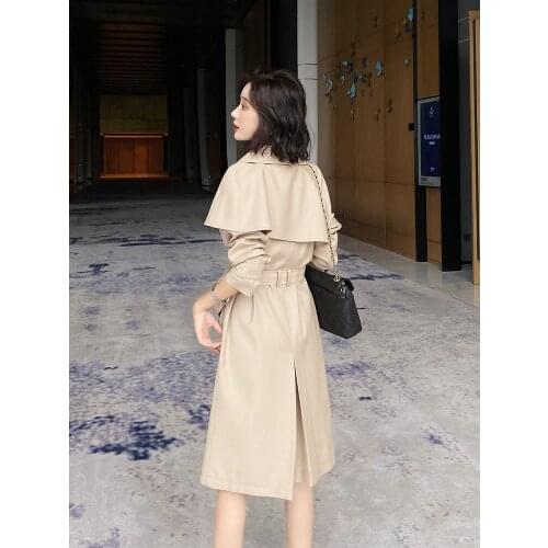 Windbreaker Womens Long Style Popular Spring and Autumn 2021 New Korean Loose Spring and Autumn Womens Early Autumn Coat