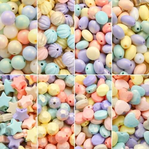 30g Shiny Sweet Candy Color Acrylic Round Star Heart Beads for DIY Earring Necklace Bracelet Making Jewelry Craft Accessories