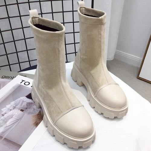 Hot Designer Brand Luxury Women Shoes 2020 Black Sock Boots Women Punk Gothic Shoes Ankle Boots Platform Shoes Beige Sock Boots